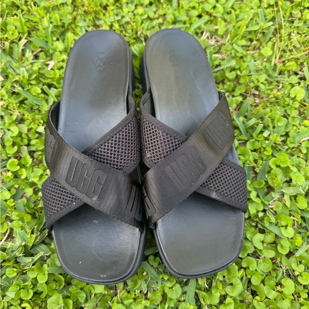 UGG Women Emily Mesh Platform Slide Sandals Size 10 Black Color